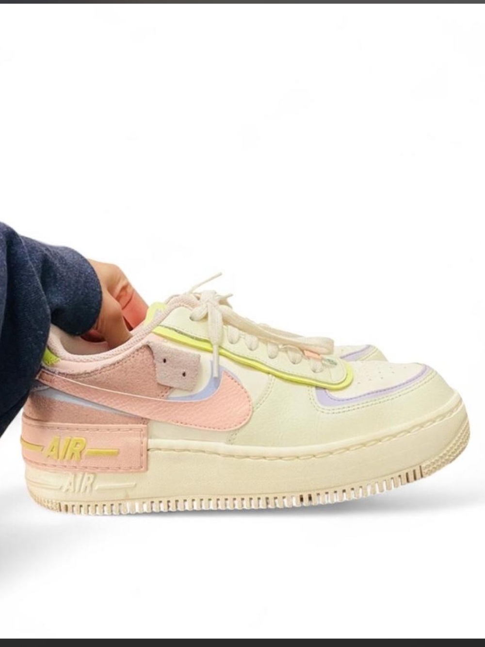 Nike Air Force 1 Shadow Pastel Cream Pink Lavender with Lime Accents